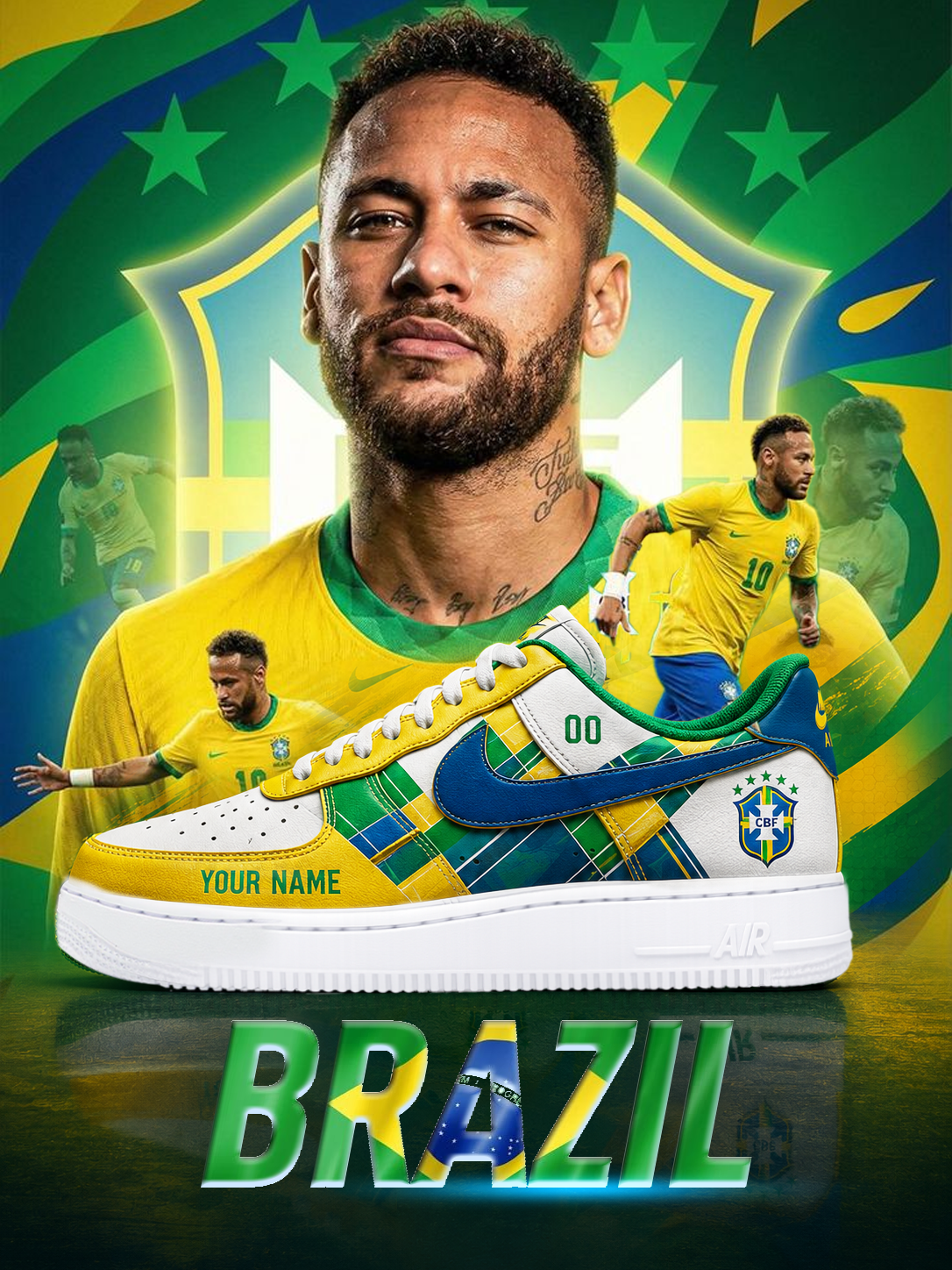 World Cup 2026 BRAZIL AF1 Custom Sneakers