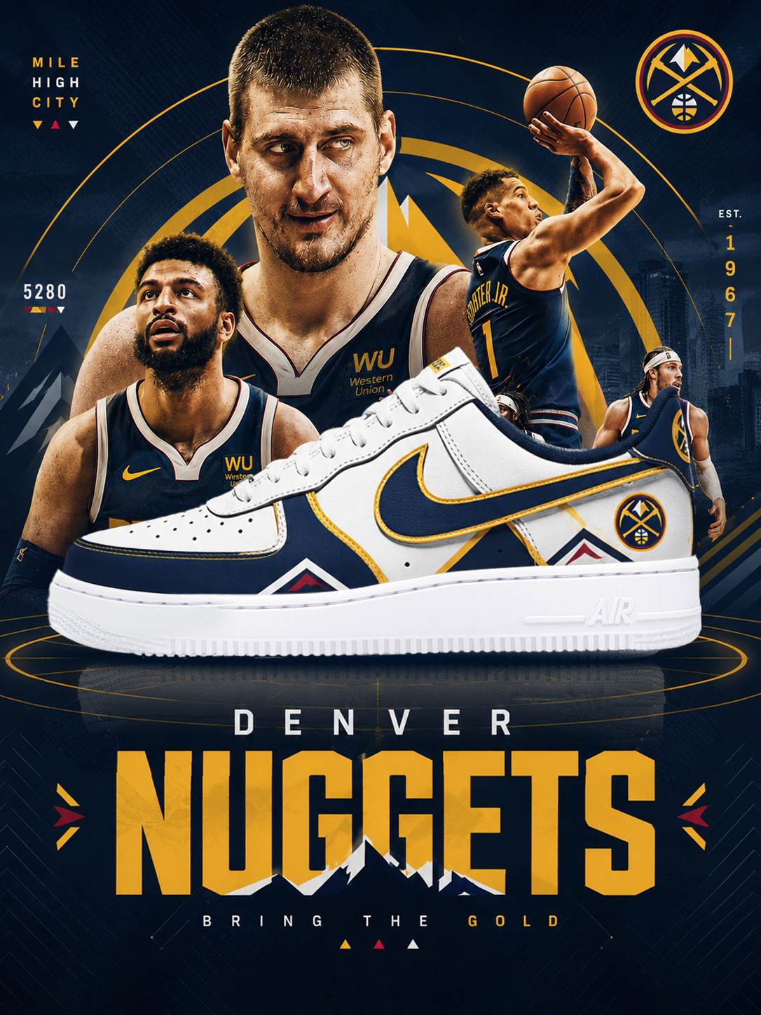Denver Basketball New Ver 1 Custom Air-Style Sneakers