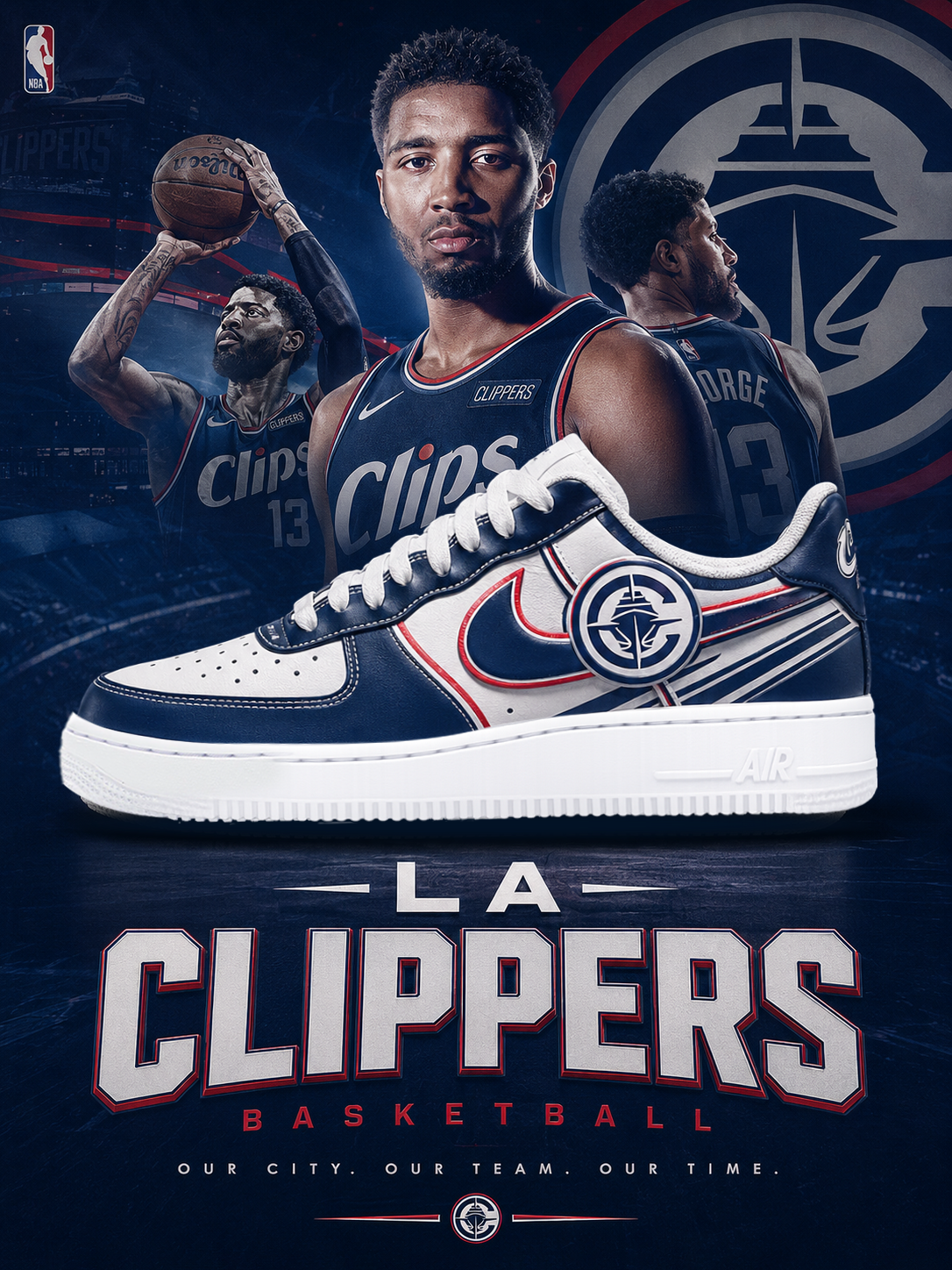Clippers Basketball New Ver 1 Custom Air-Style Sneakers