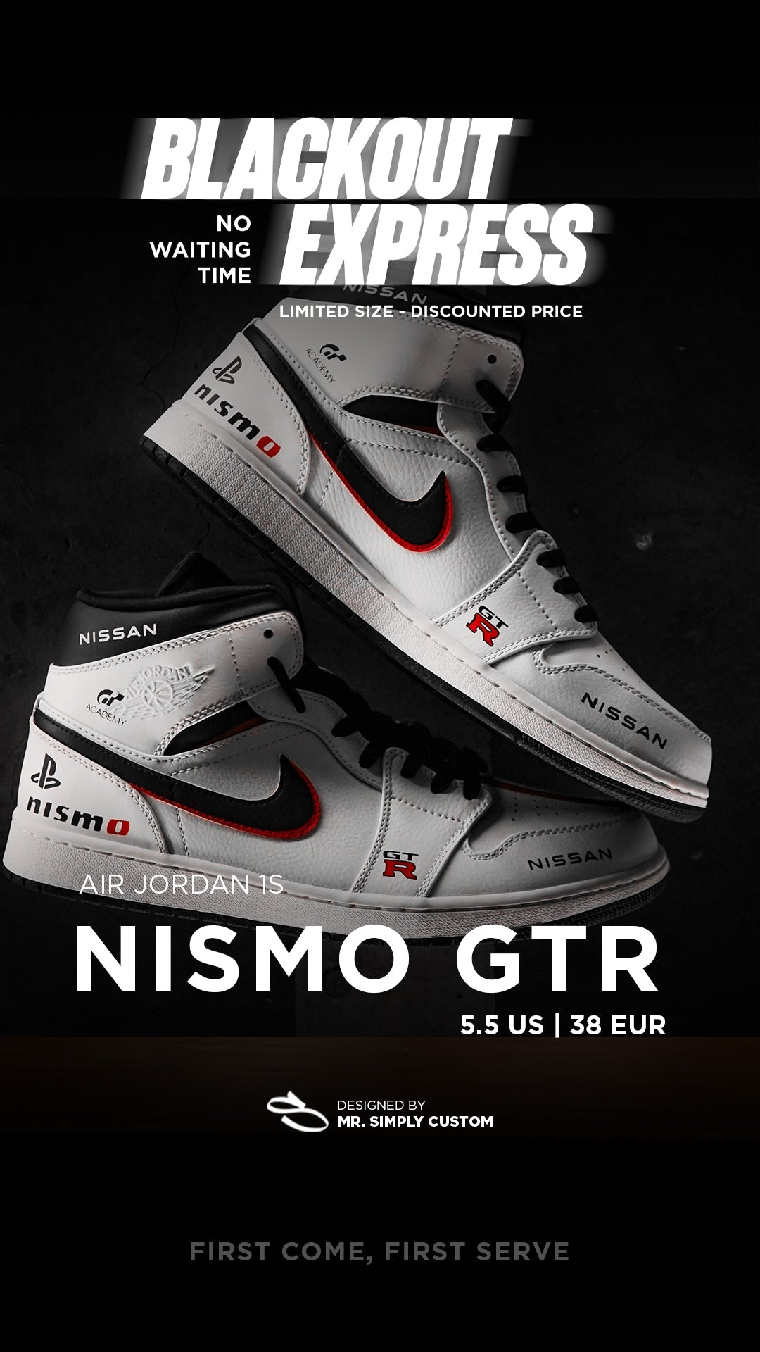 Gran Turismo - Air Jordan 1s - 5.5 US - Ready Stock