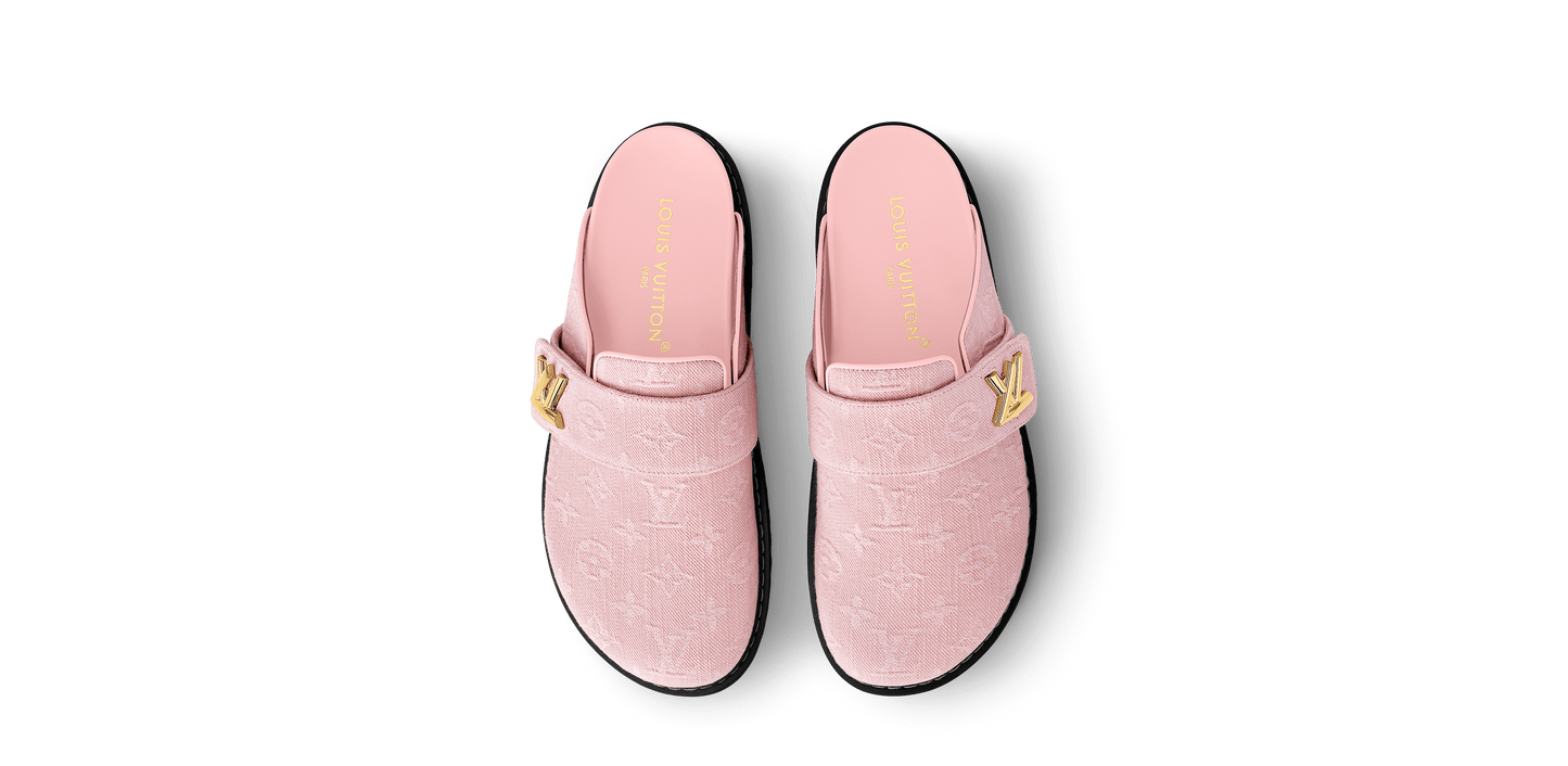 LV Cosy Comfort Mule Monogram Denim Pink
