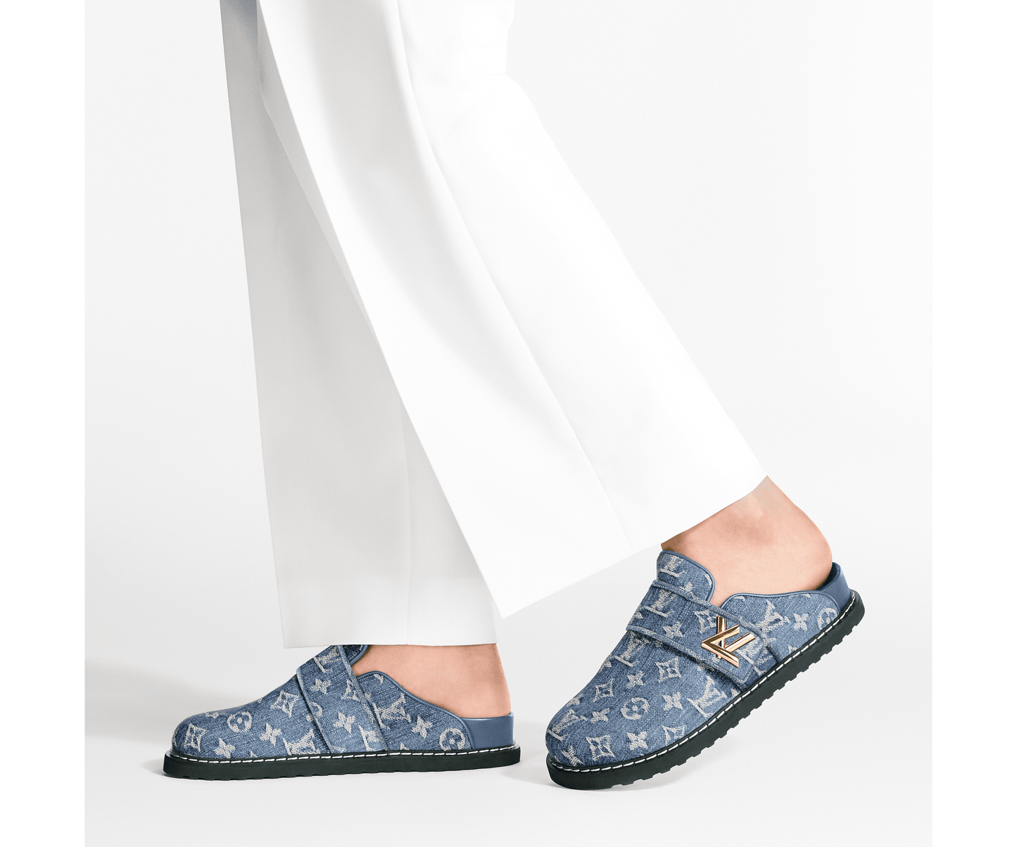 LV Cosy Comfort Mule Monogram Denim Gray
