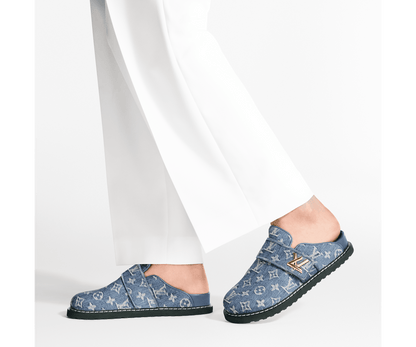 LV Cosy Comfort Mule Monogram Denim Gray