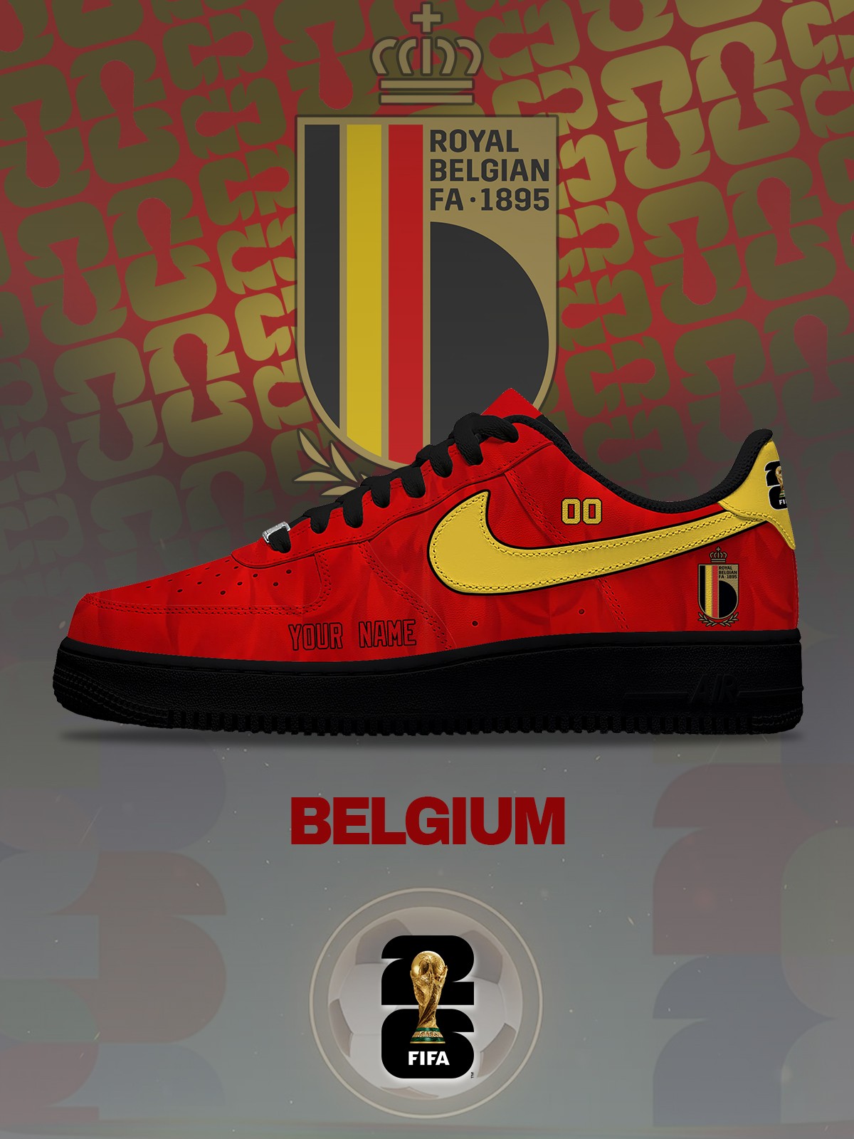 World Cup 2026 Belgium V.1 Custom Air-Style Sneakers