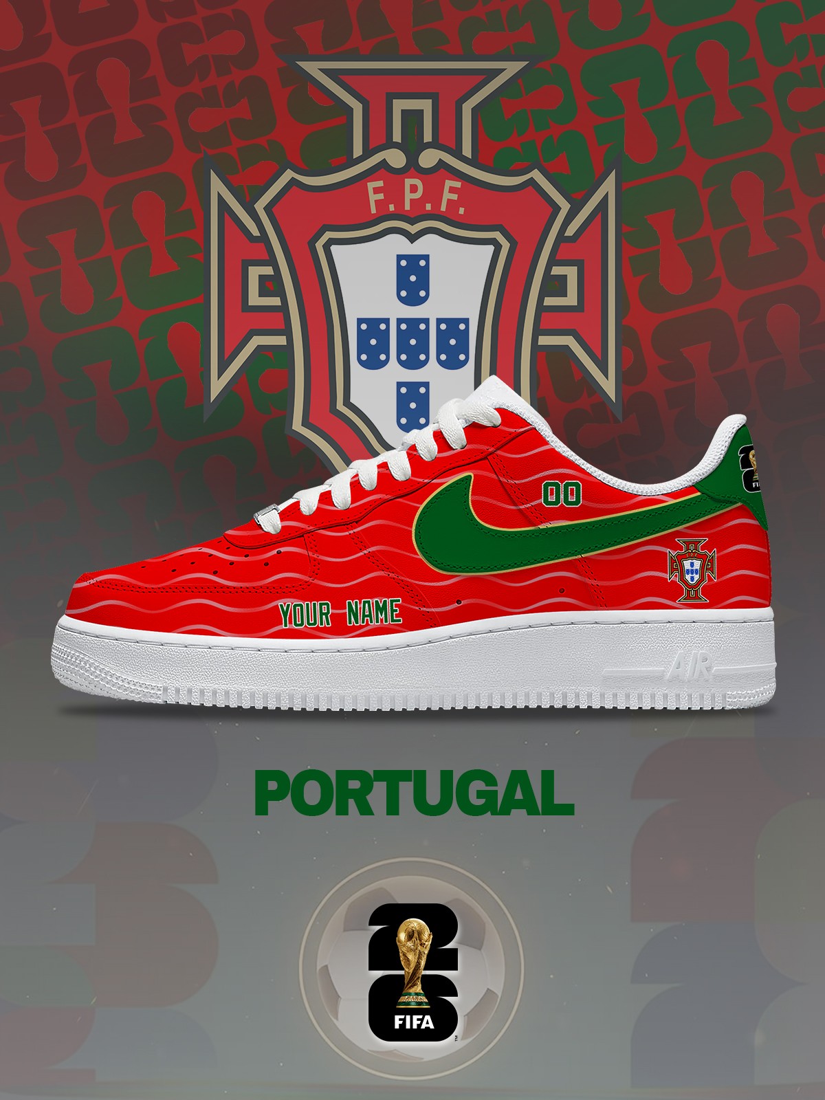 World Cup 2026 Portugal V.1 Custom Air-Style Sneakers