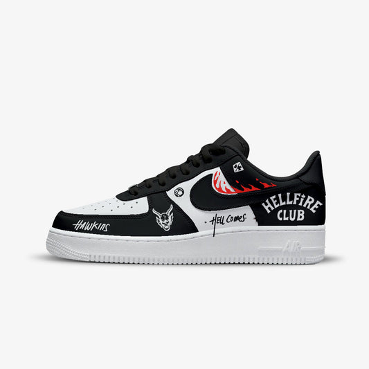 CUSTOM SNEAKERS STRANGERS THINGS HELLFIRE CLUB AF1