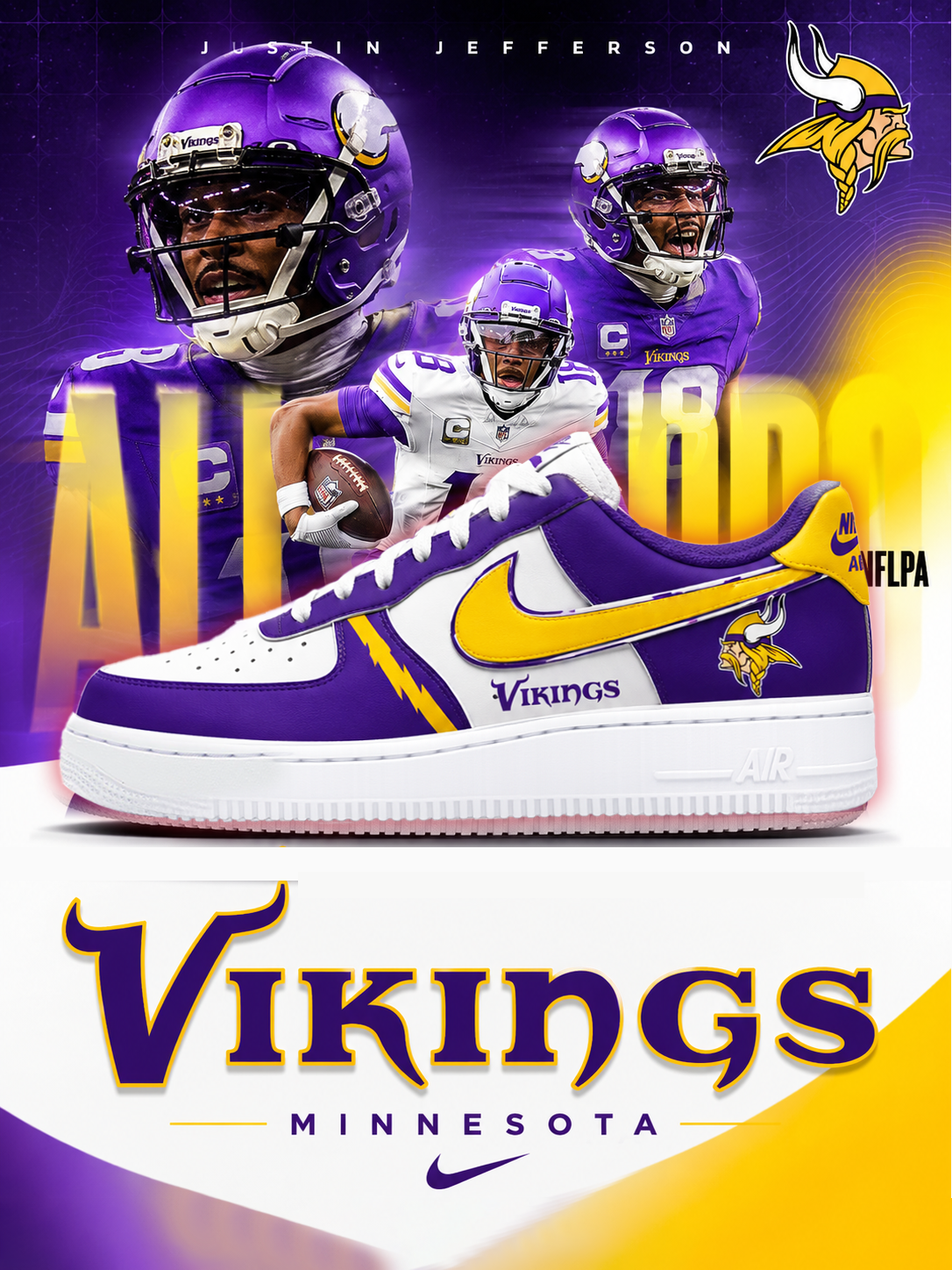 Vikings Football Custom Air-Style Sneakers New