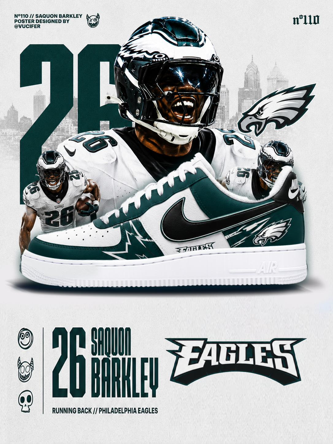 Eagles Football Custom Air-Style Sneakers New