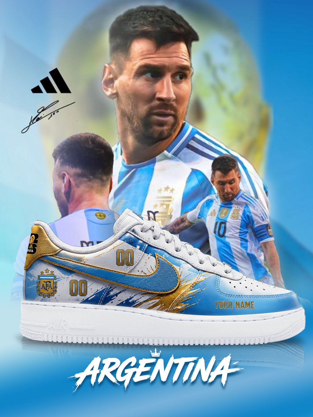 World Cup 2026 ARGENTINA AF1 Custom Sneakers