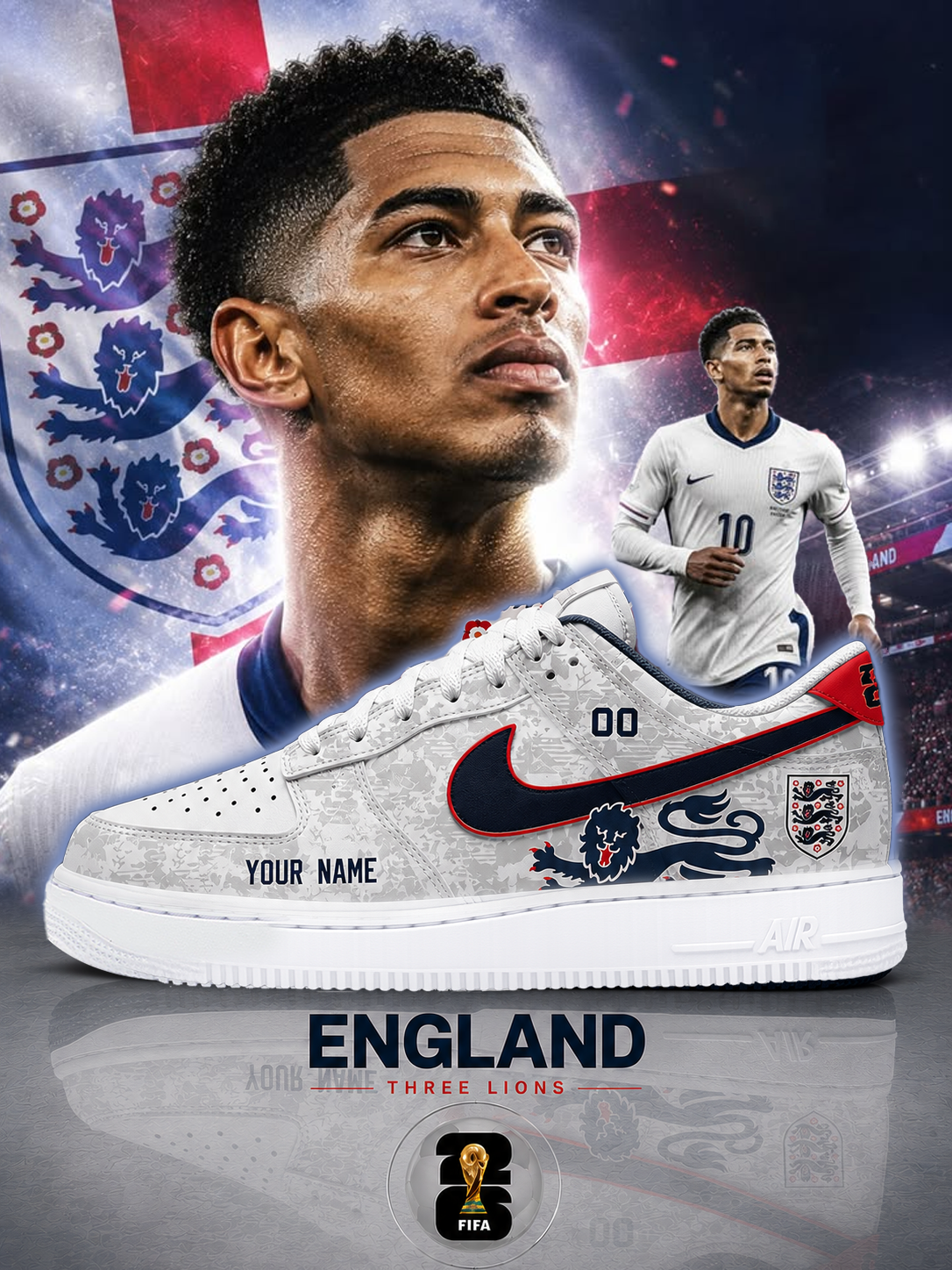 World Cup 2026 ENGLAND AF1 Custom Sneakers