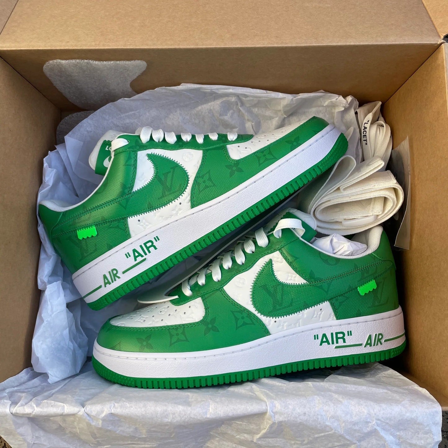LV x Nike Air Force 1 Green Denim